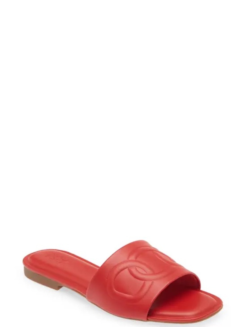 Women's Red Slide Sandal with Debossed Logo Strap